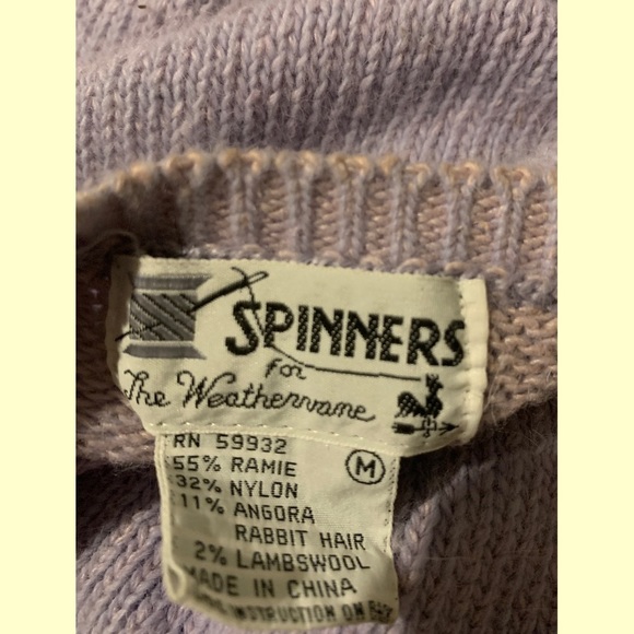 Vintage Embroidered Lilac V Neck Sweater - Picture 3 of 4